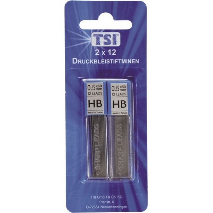 TSI Pencil Leads 0.5 mm HB 2x12=24 Leads